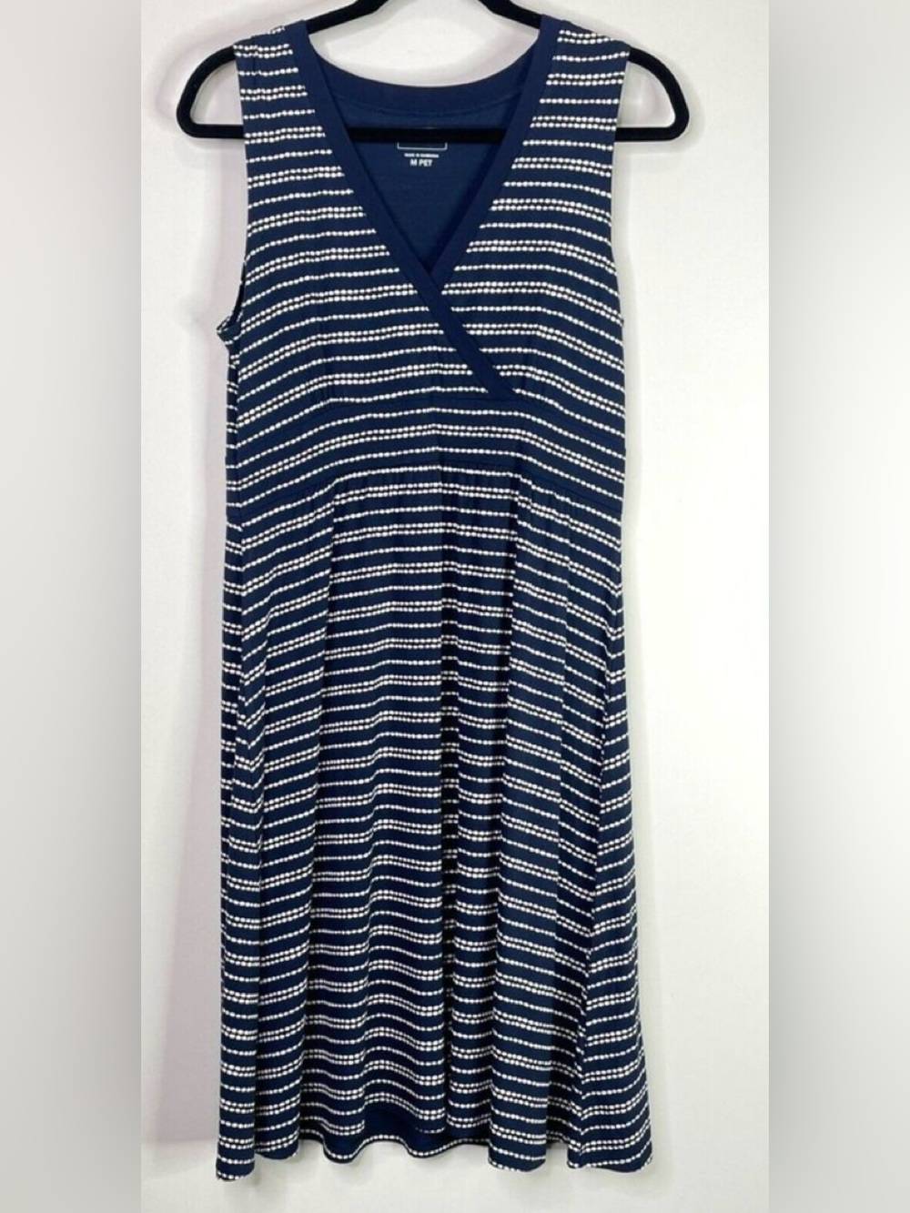 L.L. Bean Navy and White Striped Sleeveless Dress